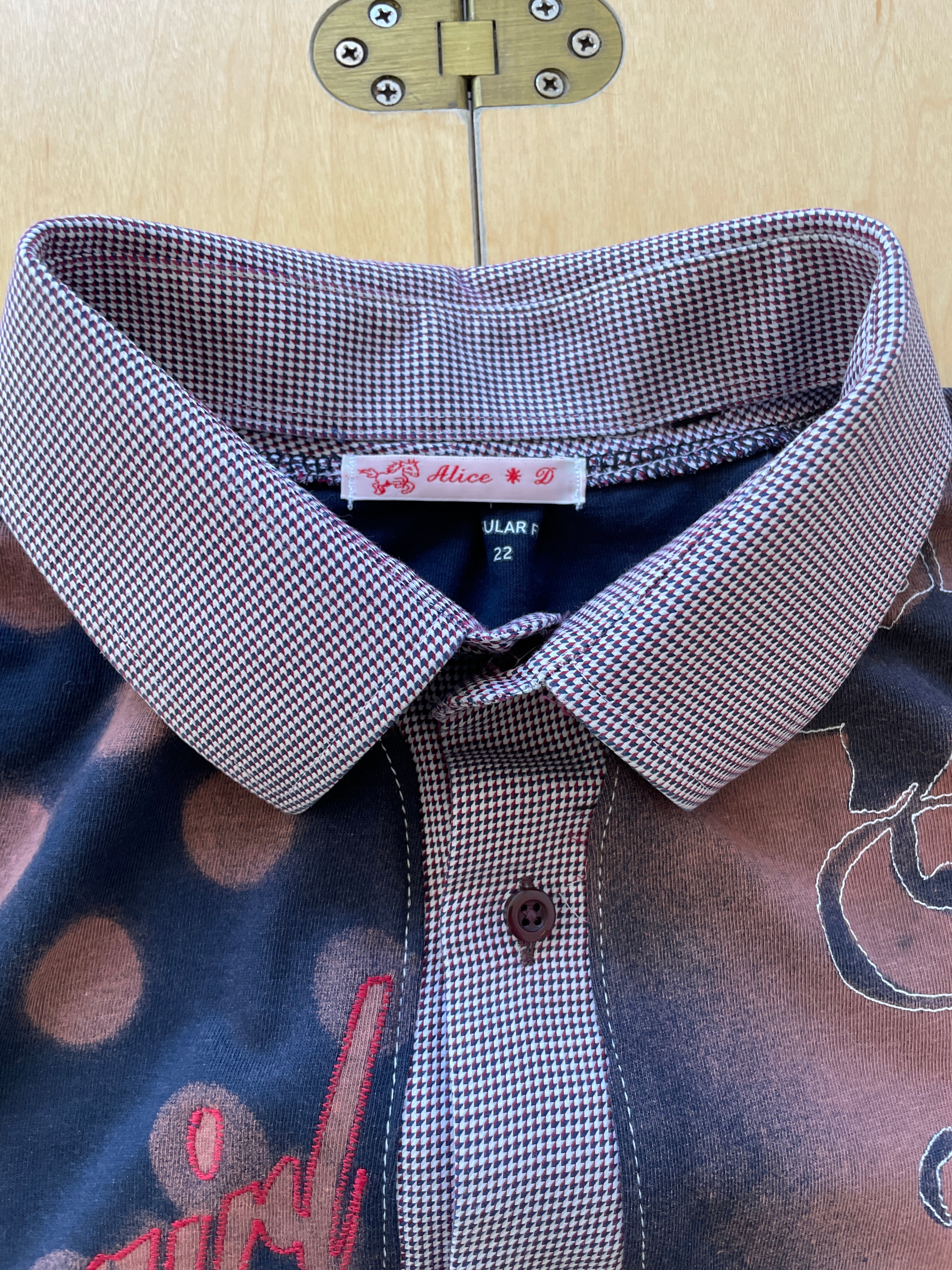 handmade button up shirt with stencil print design