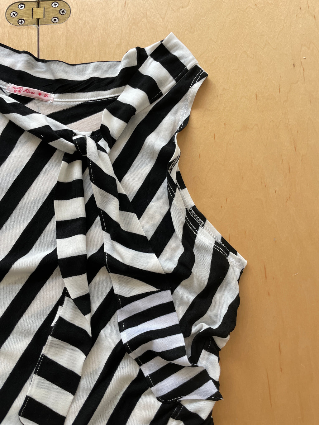 handmade striped monochrome tie up tank