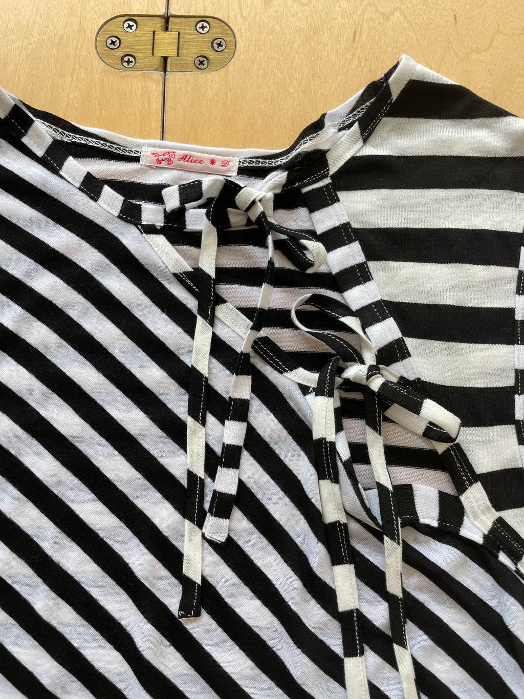handmade striped monochrome tie up tank hankee hem