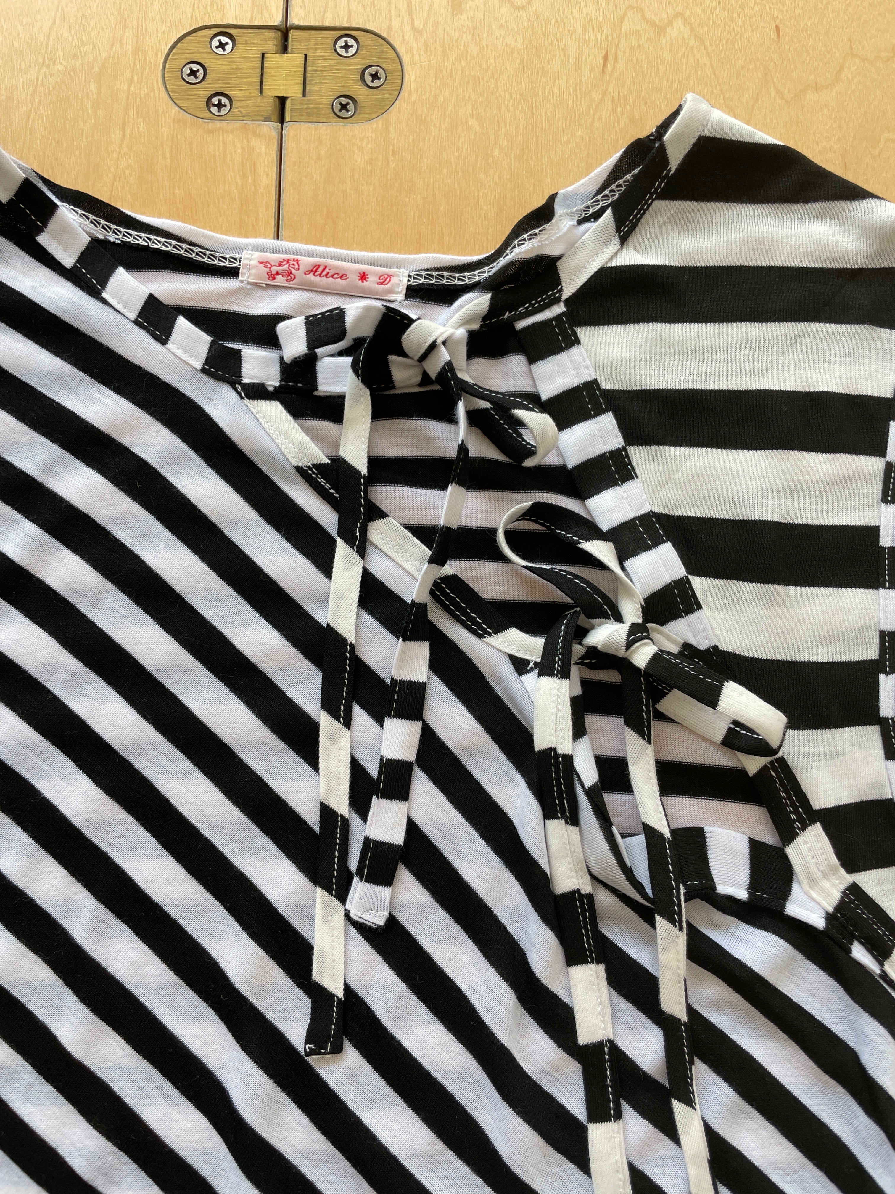 handmade striped monochrome tie up tank hankee hem