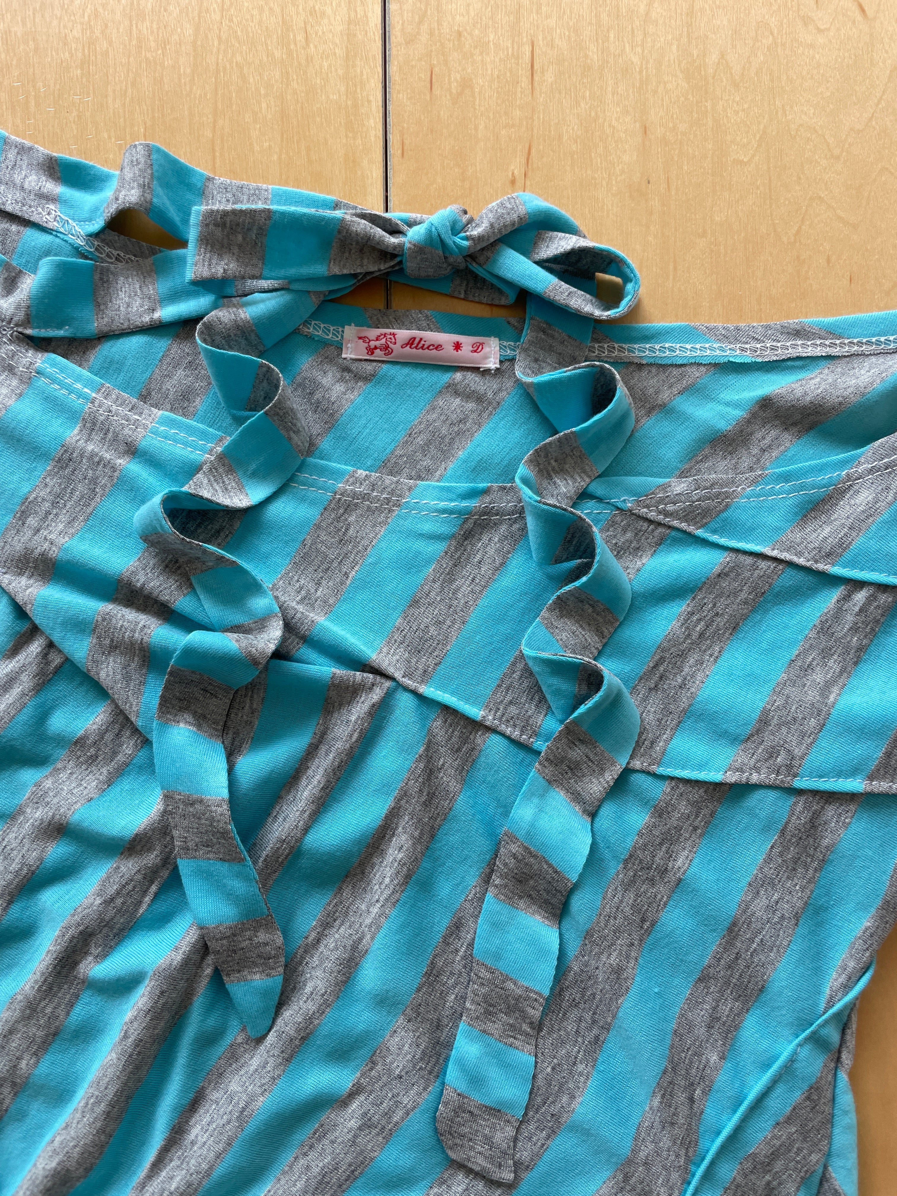 handmade blue striped asymetrical top