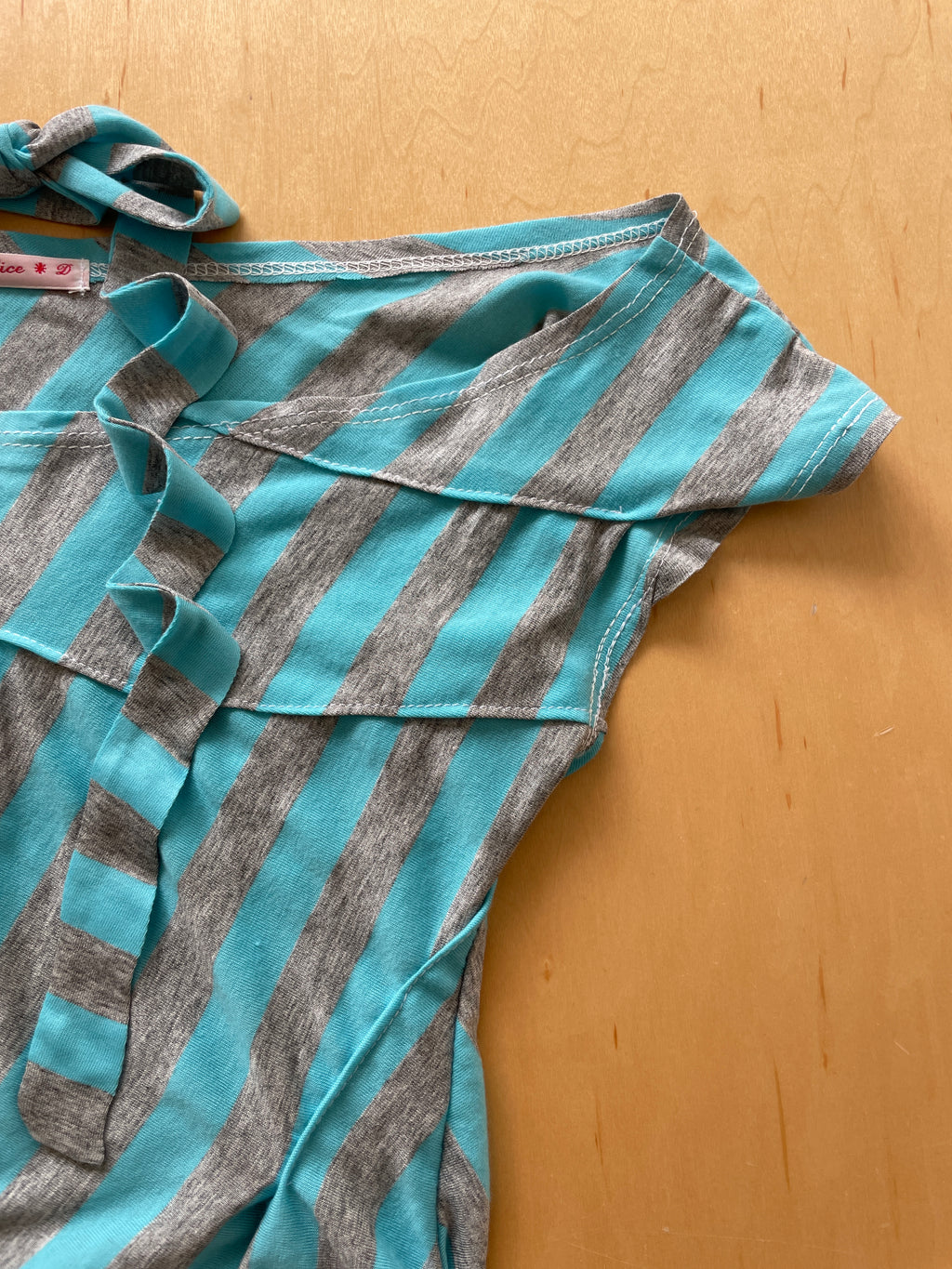handmade blue striped asymetrical top