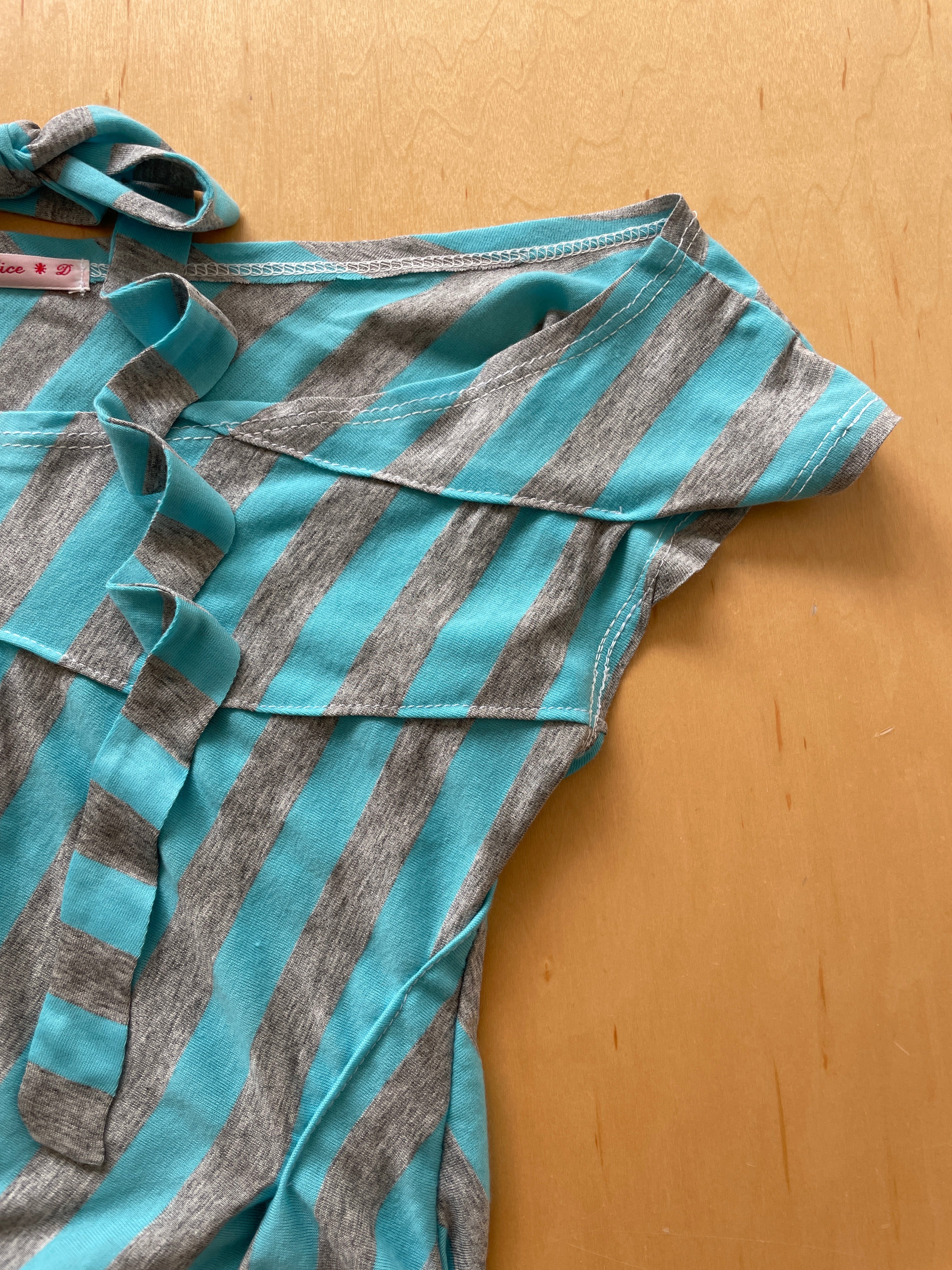 handmade blue striped asymetrical top
