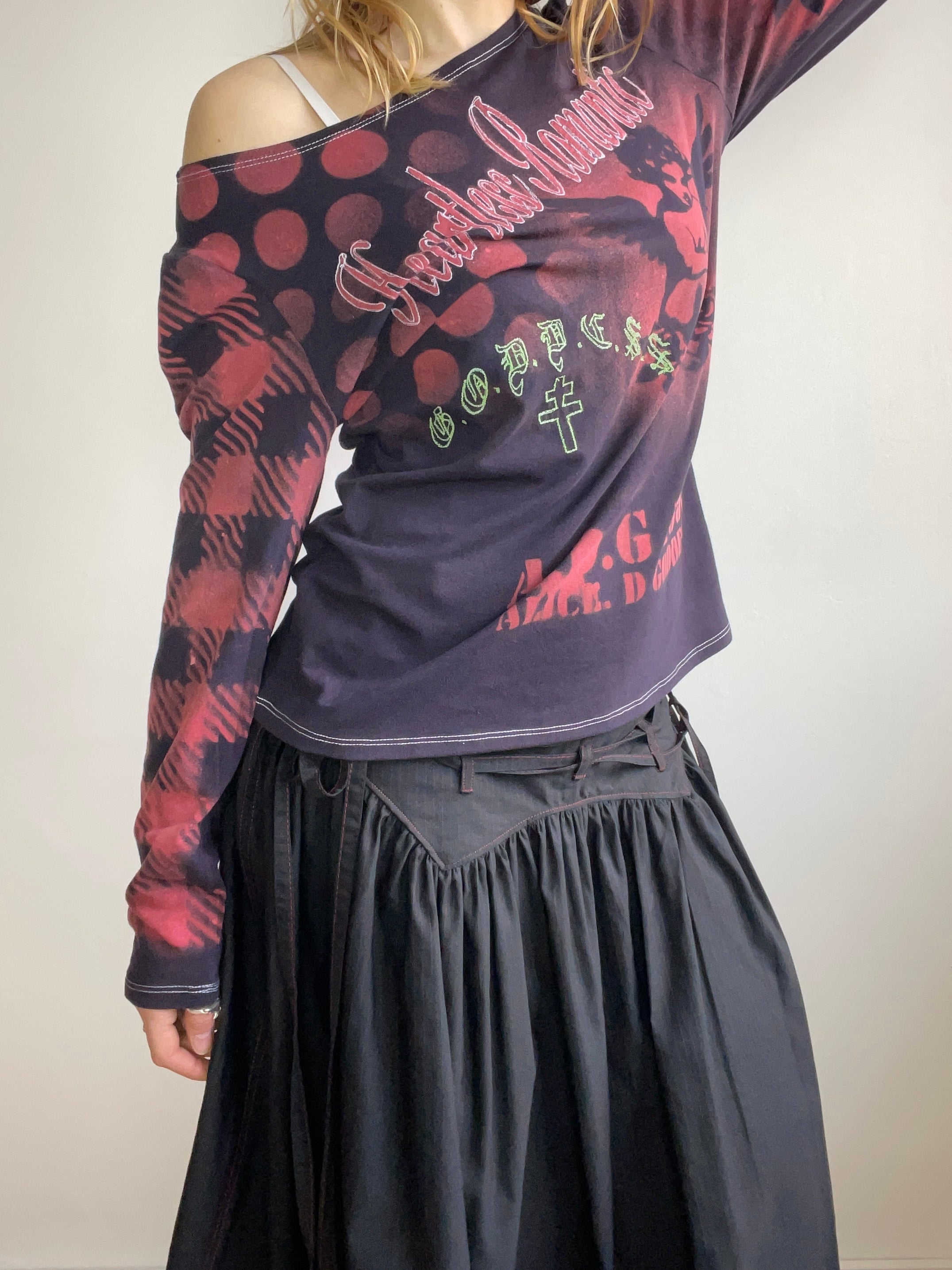 handmade stencil print girls face long sleeve