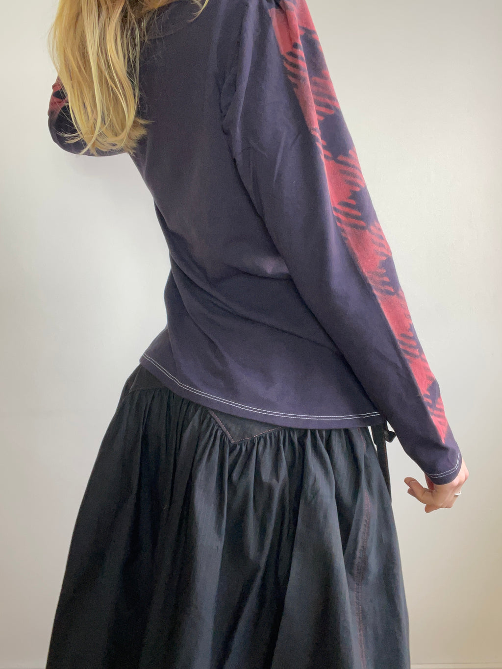 handmade stencil print girls face long sleeve
