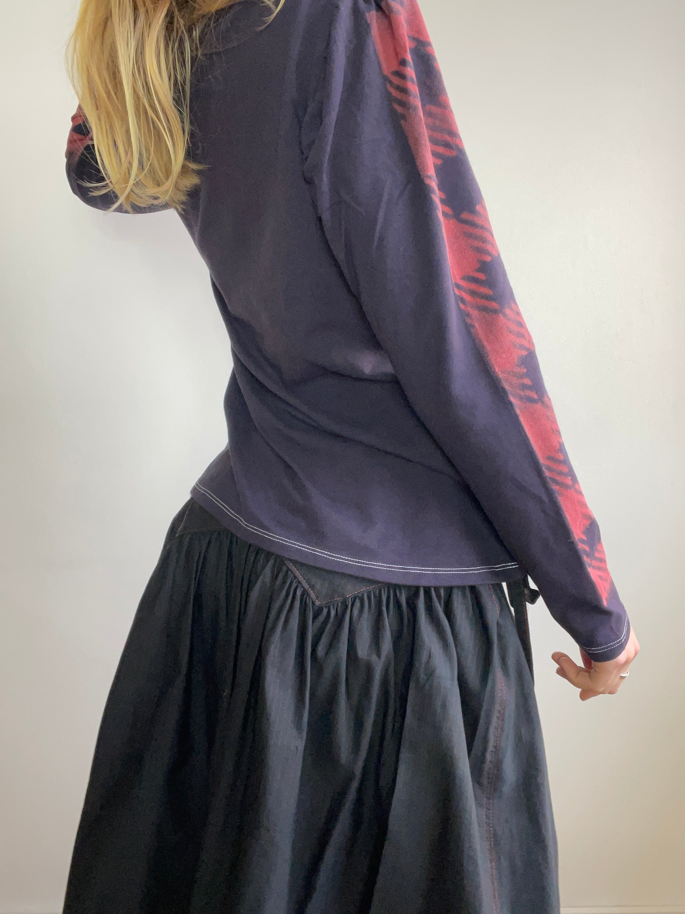 handmade stencil print girls face long sleeve