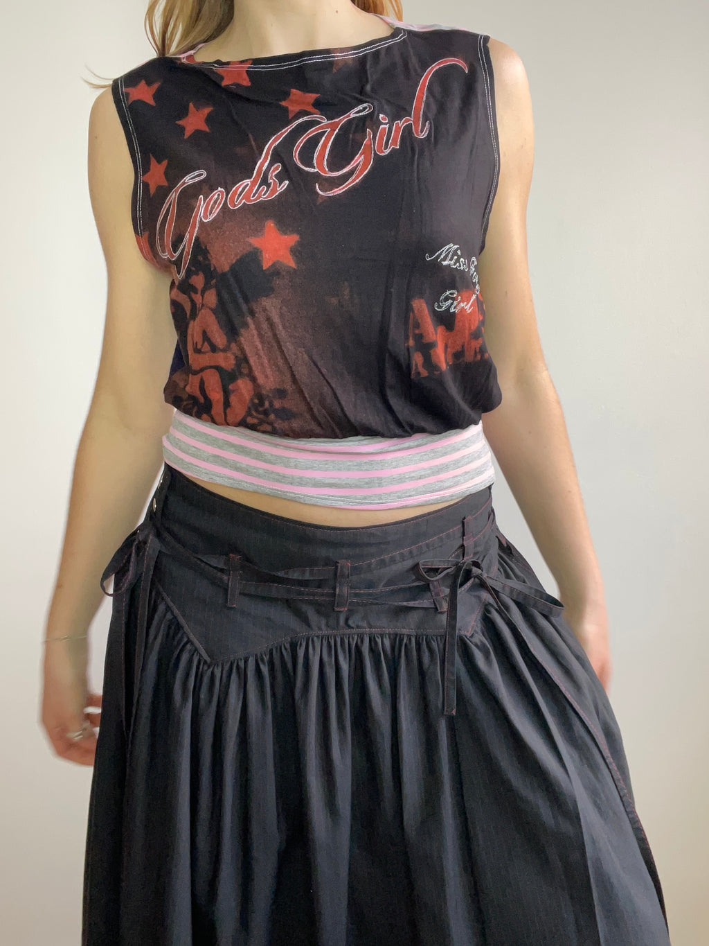 handmade bleach stencil print cinched tank