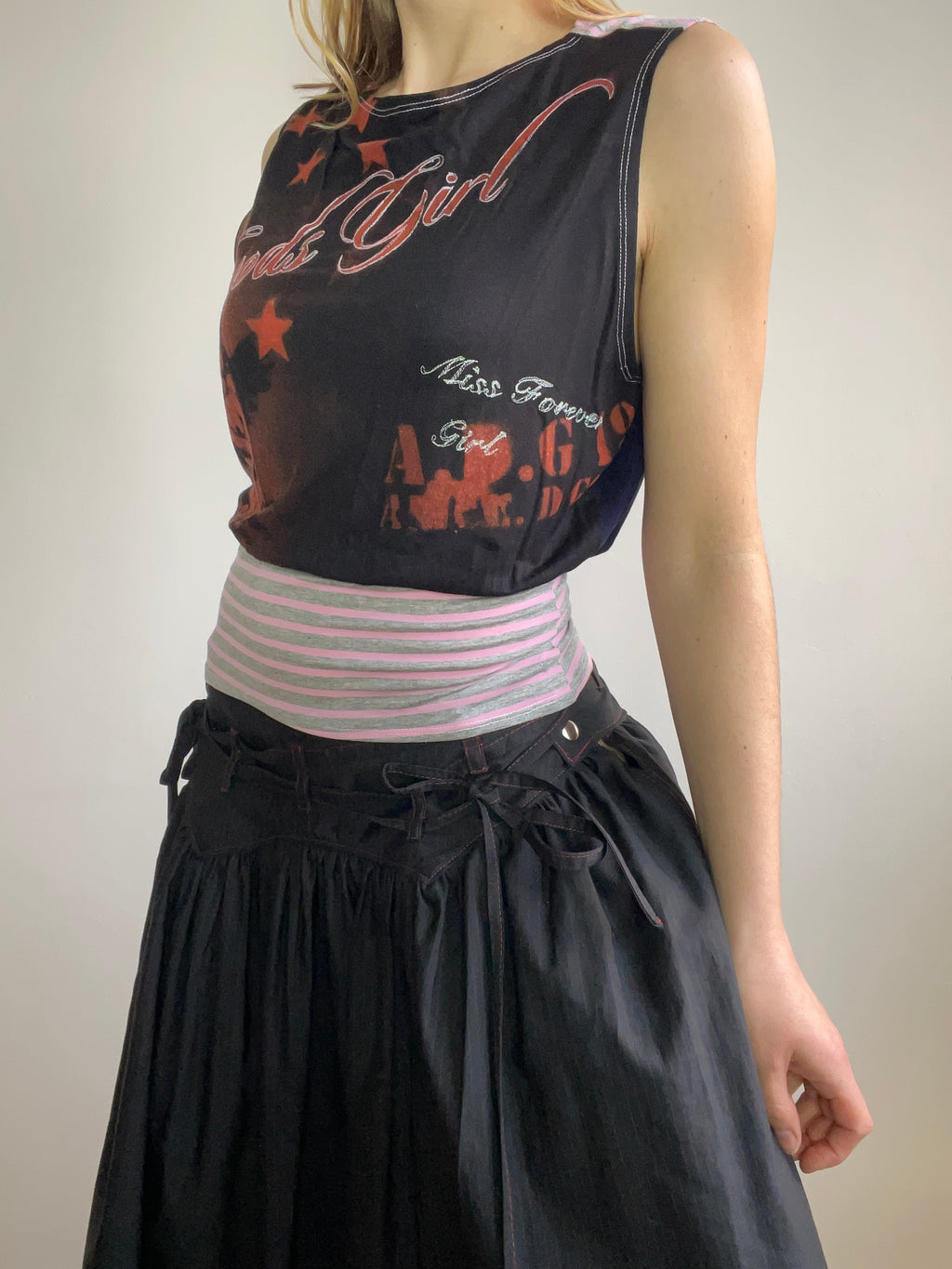 handmade bleach stencil print cinched tank
