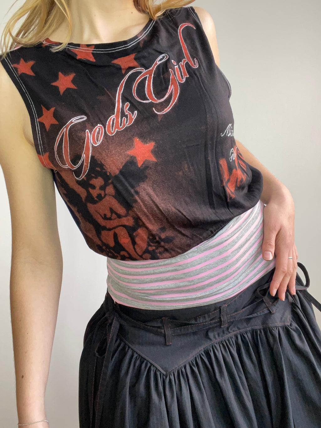 handmade bleach stencil print cinched tank