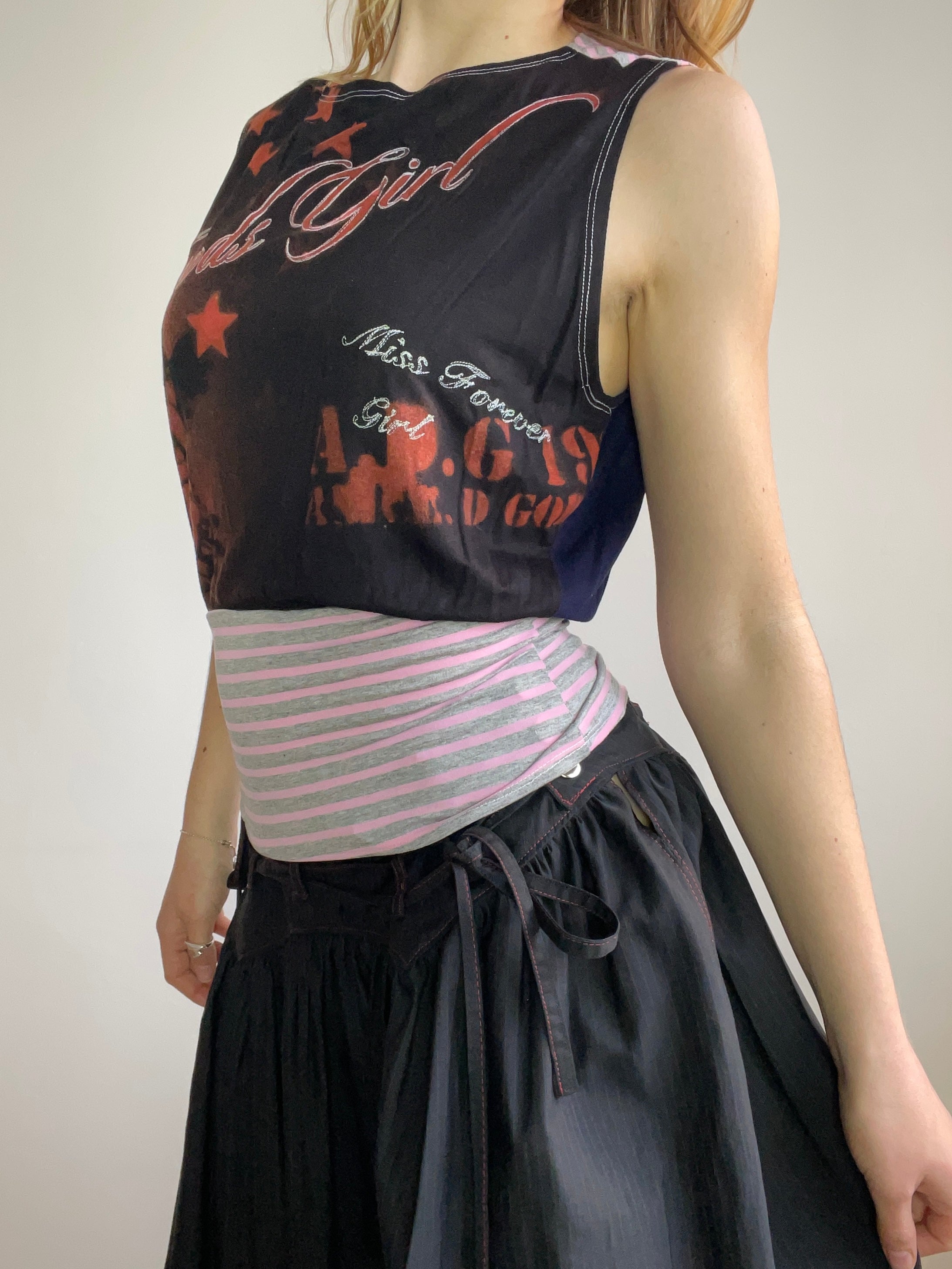 handmade bleach stencil print cinched tank