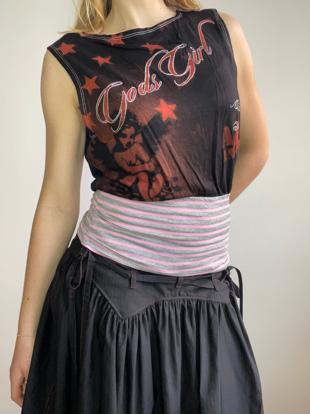 handmade bleach stencil print cinched tank