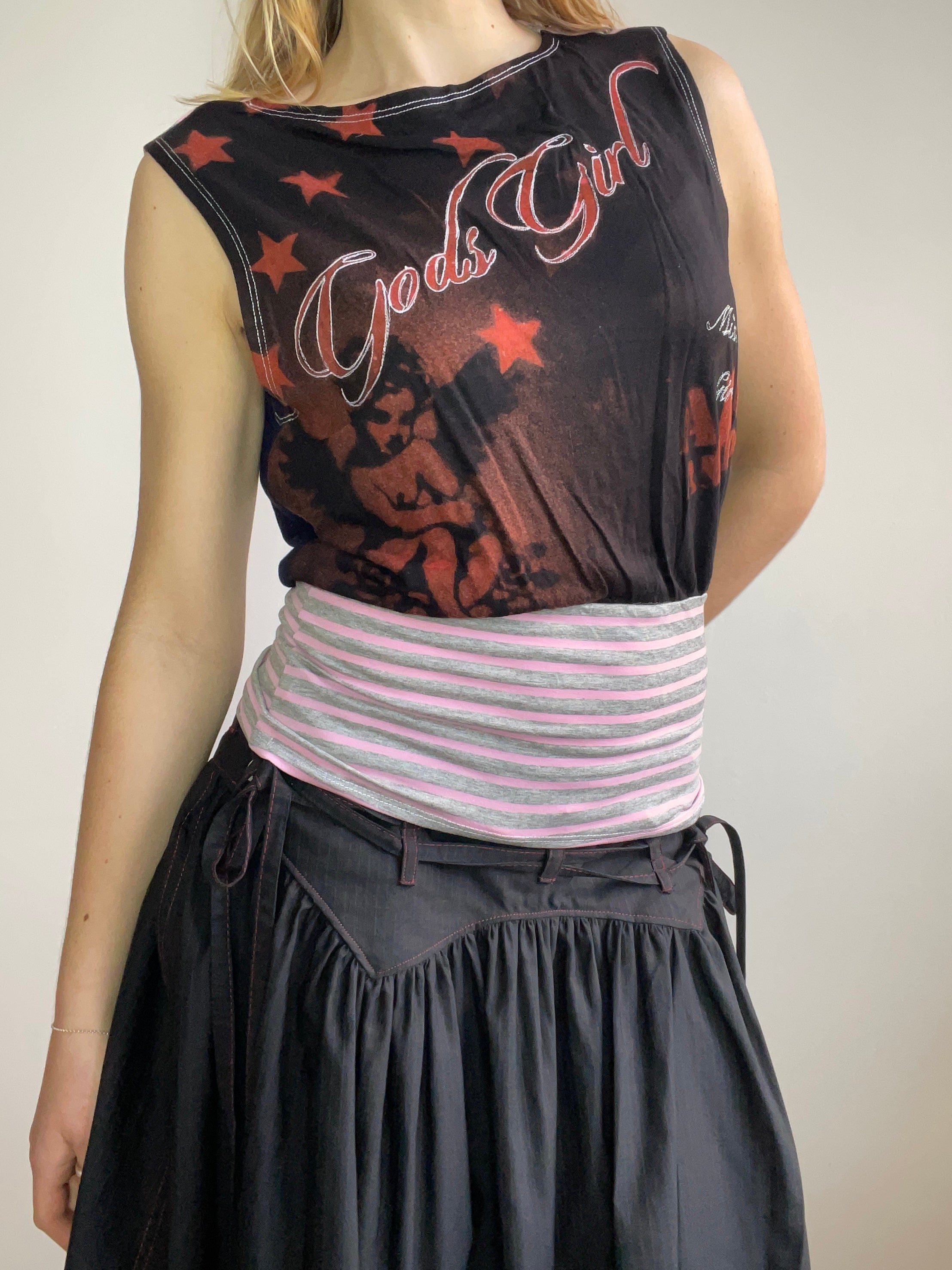 handmade bleach stencil print cinched tank