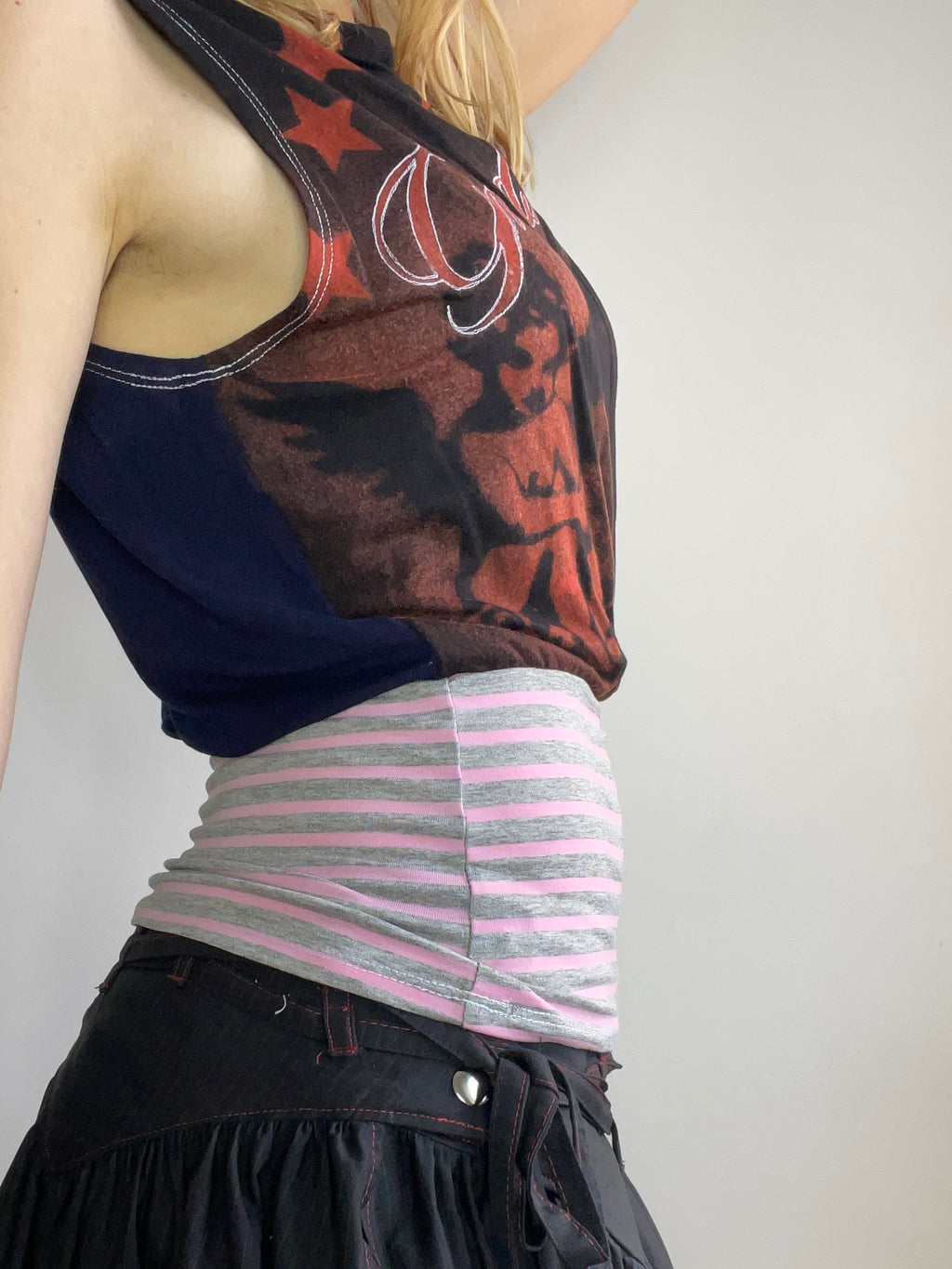 handmade bleach stencil print cinched tank