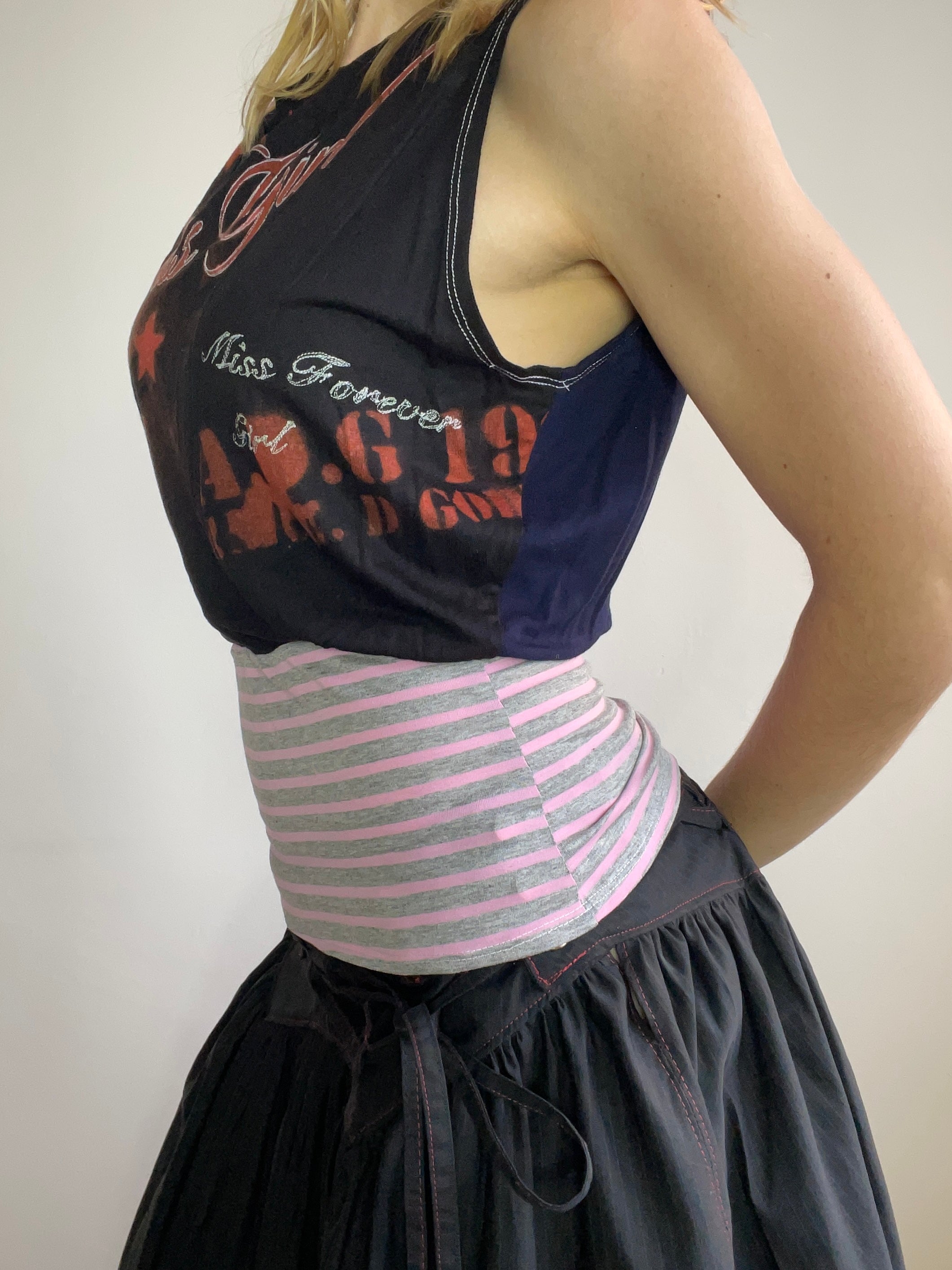 handmade bleach stencil print cinched tank