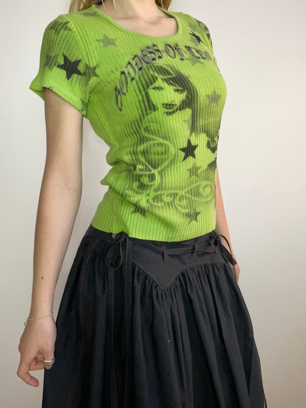 handmade airbrush stencil print ribbed embroidered tee