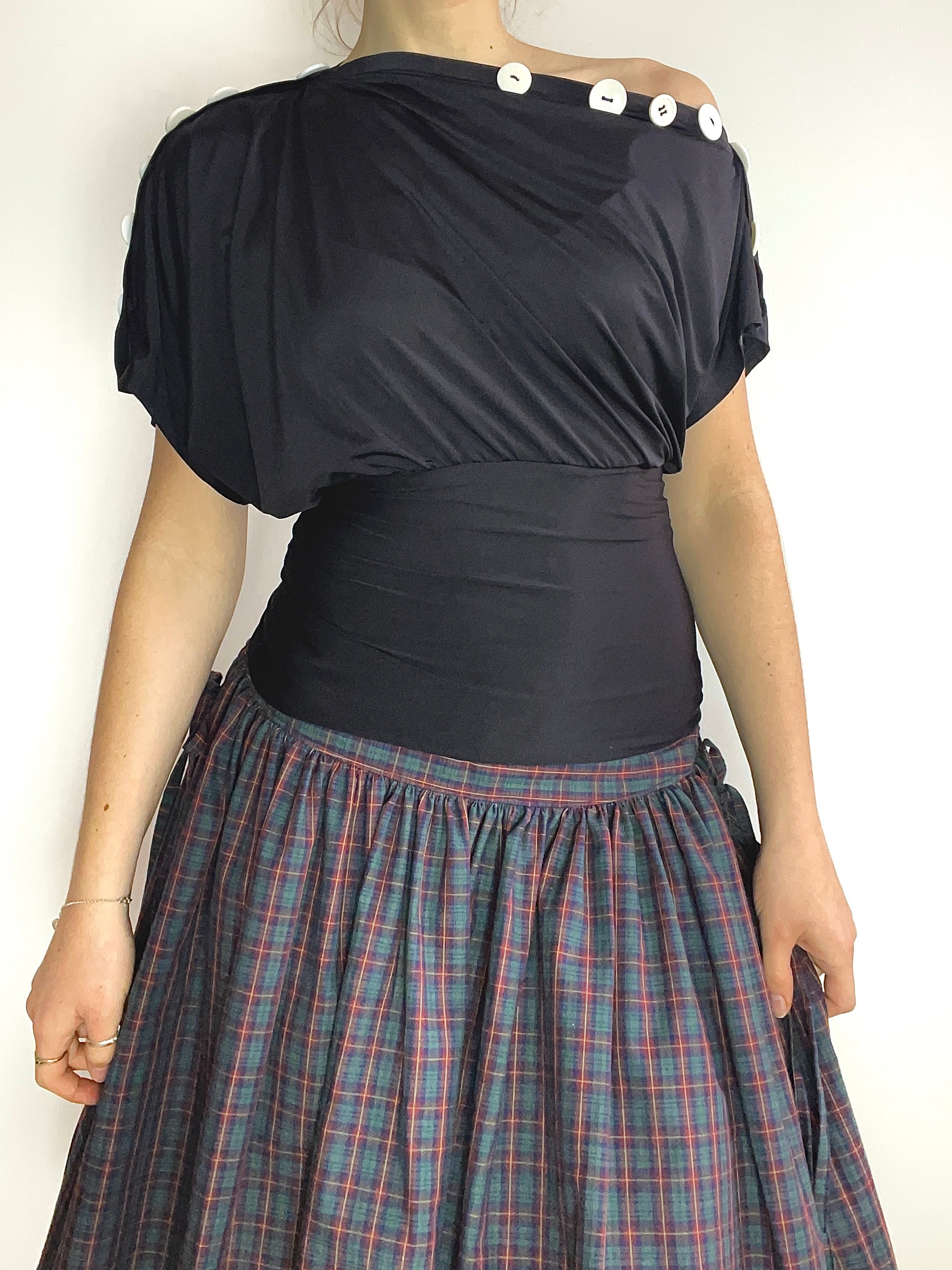 handmade black slinky button tunic