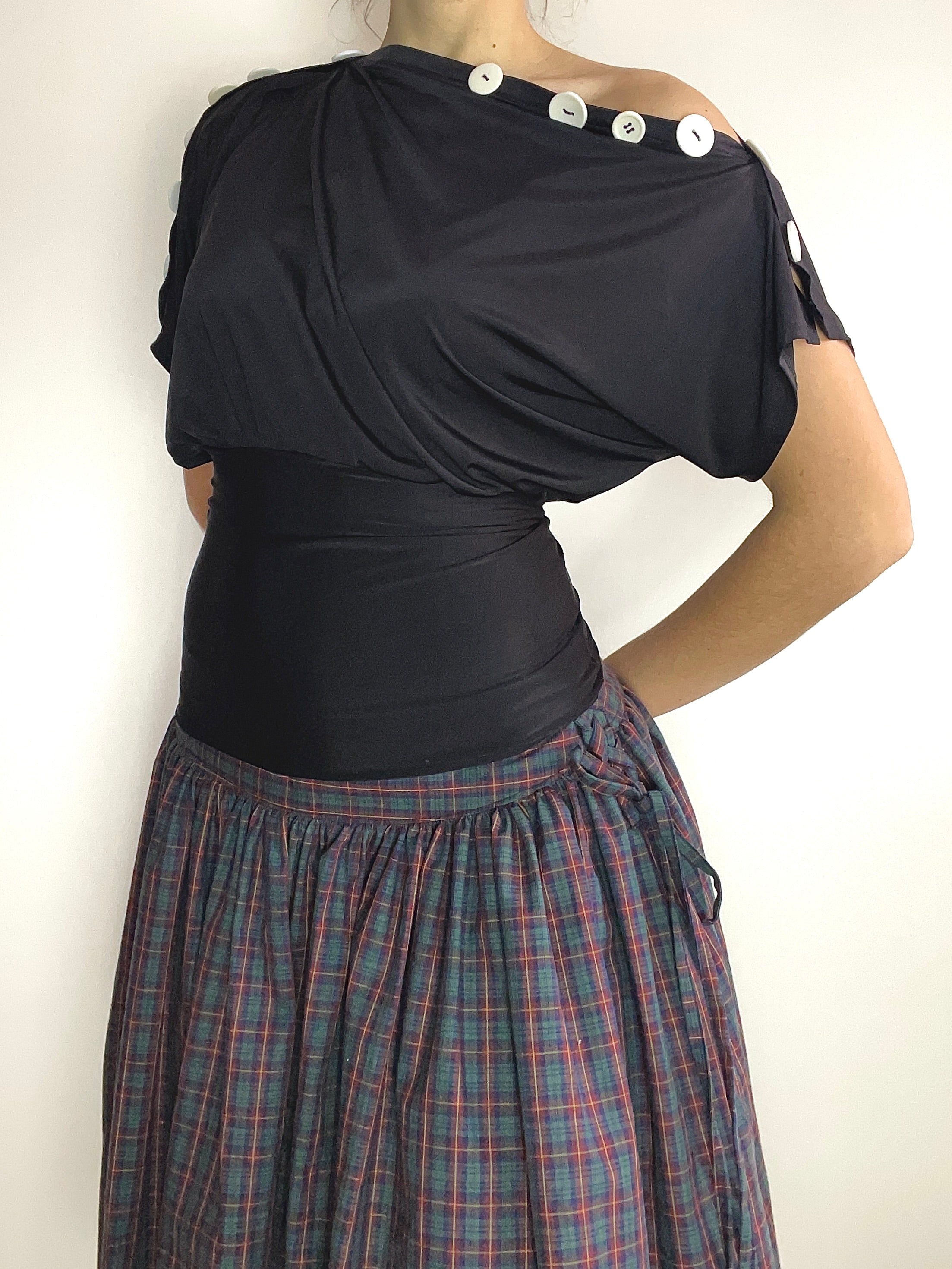 handmade black slinky button tunic