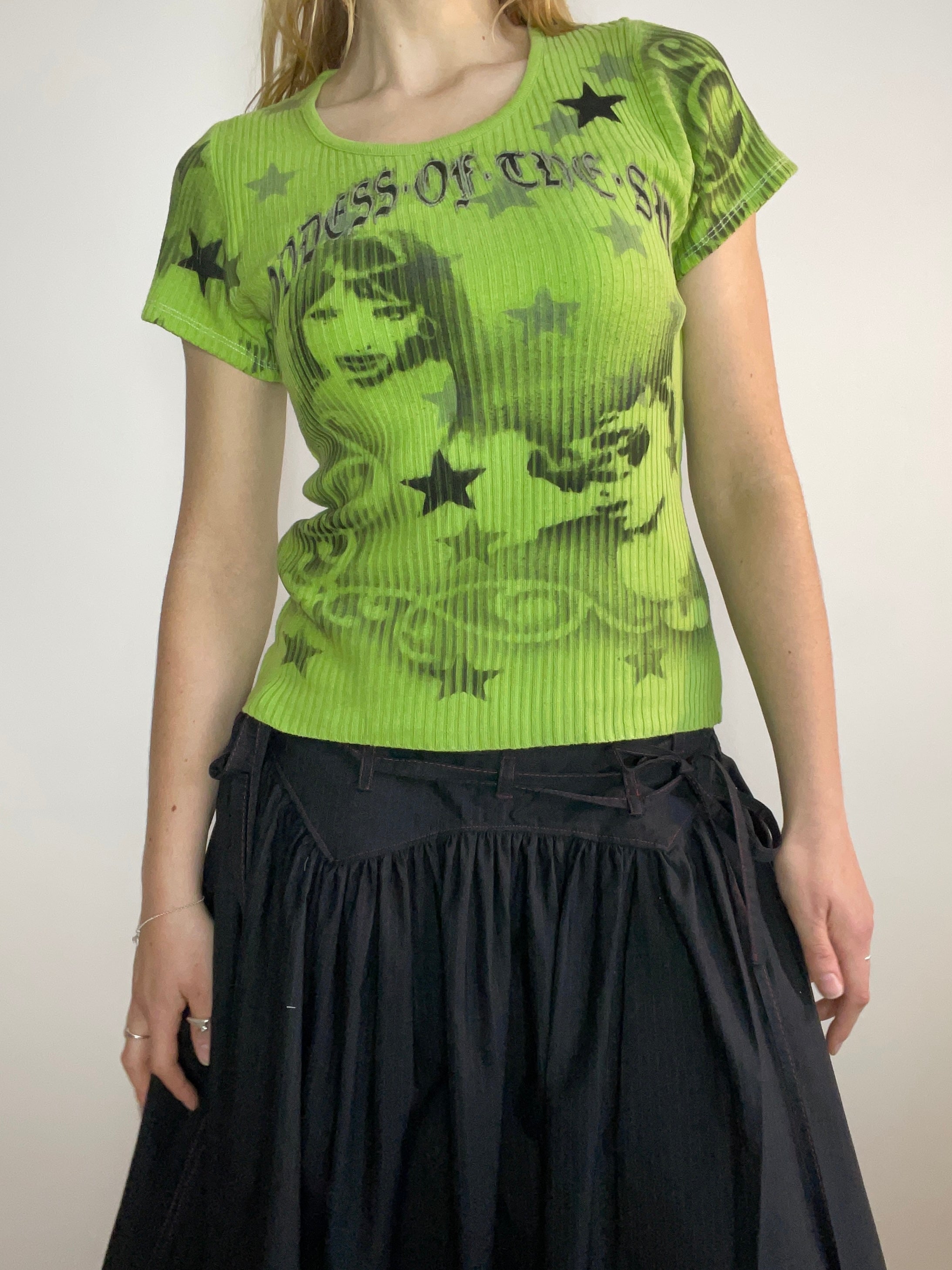 handmade airbrush stencil print ribbed embroidered tee
