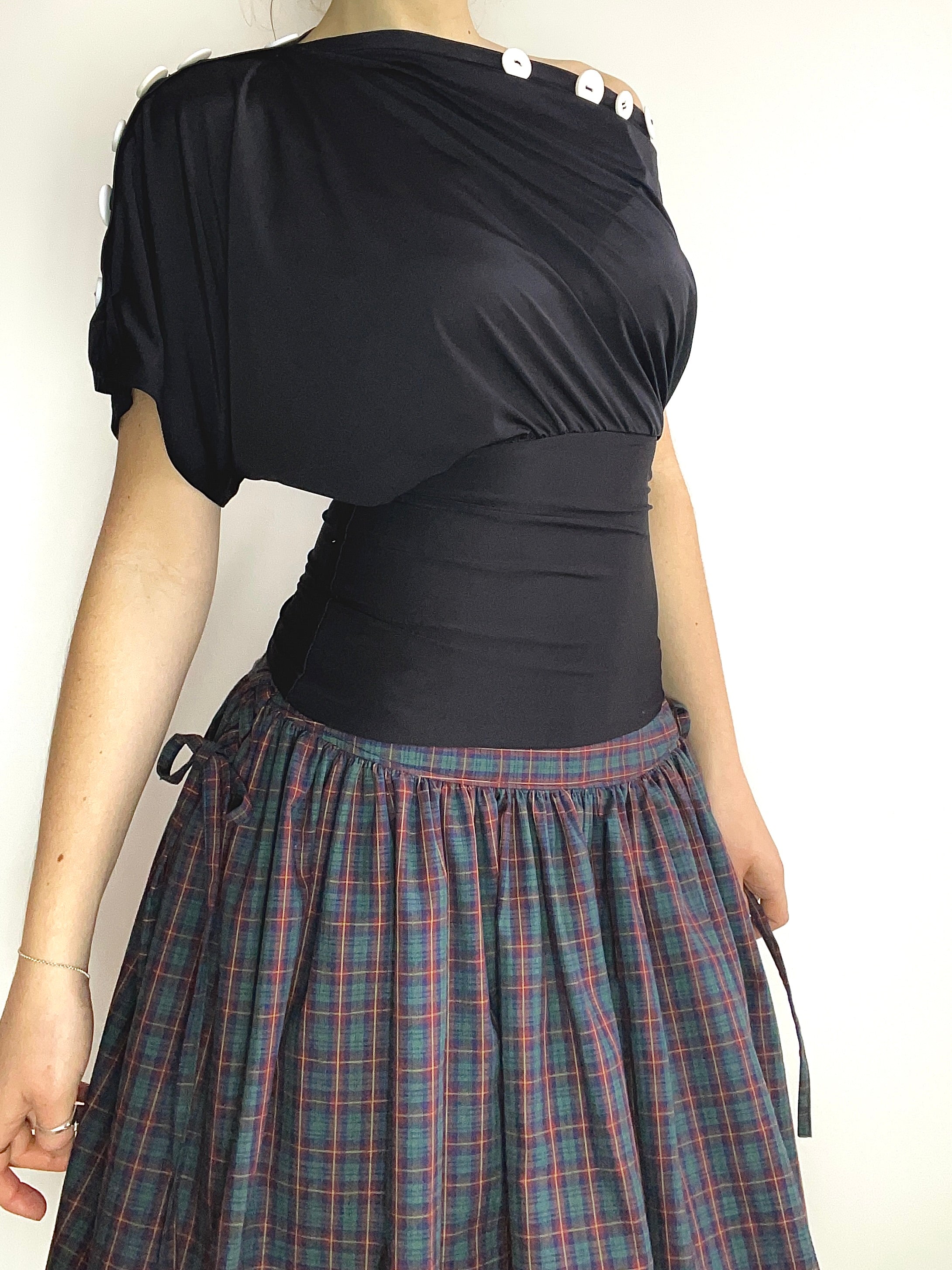 handmade black slinky button tunic