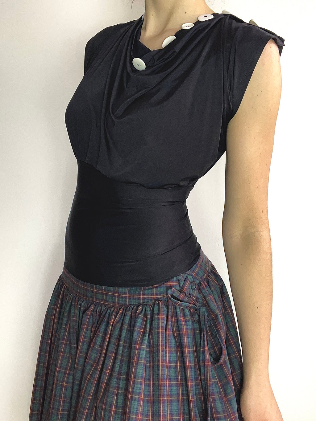 handmade black slinky button tunic