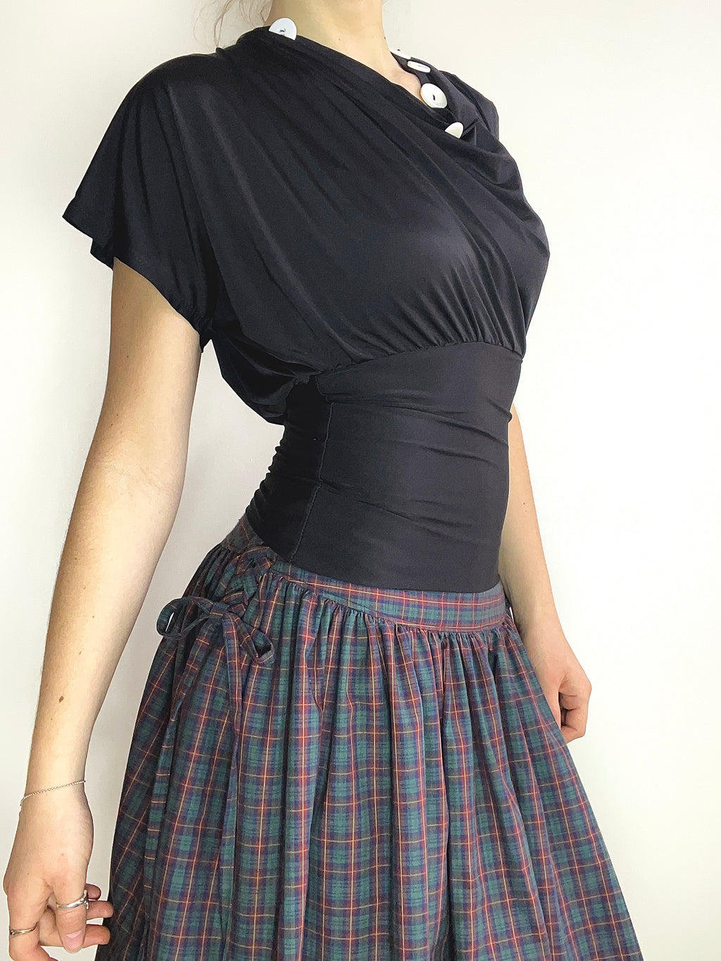 handmade black slinky button tunic