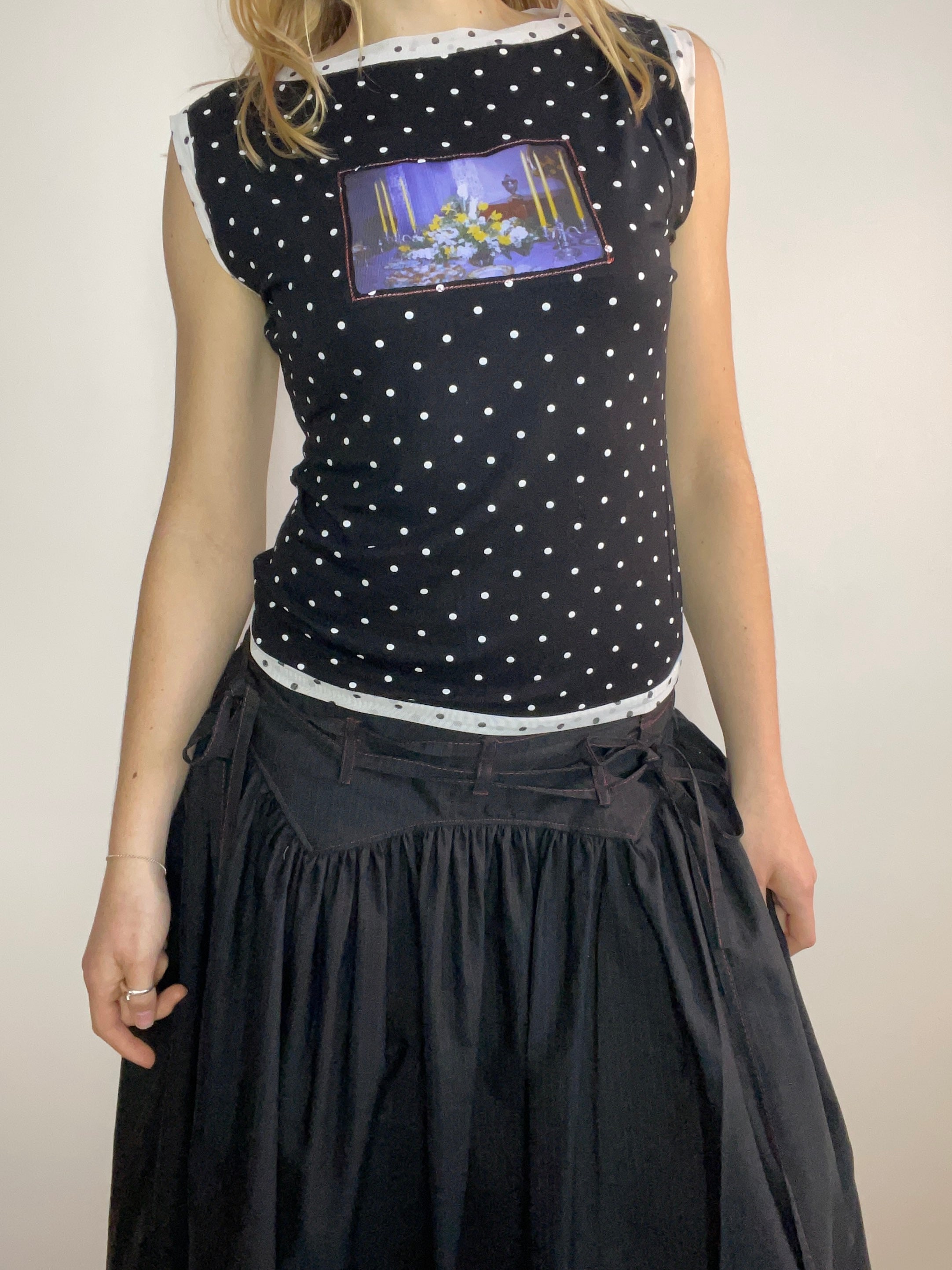 handmade polka dot monochrome photo print tank top