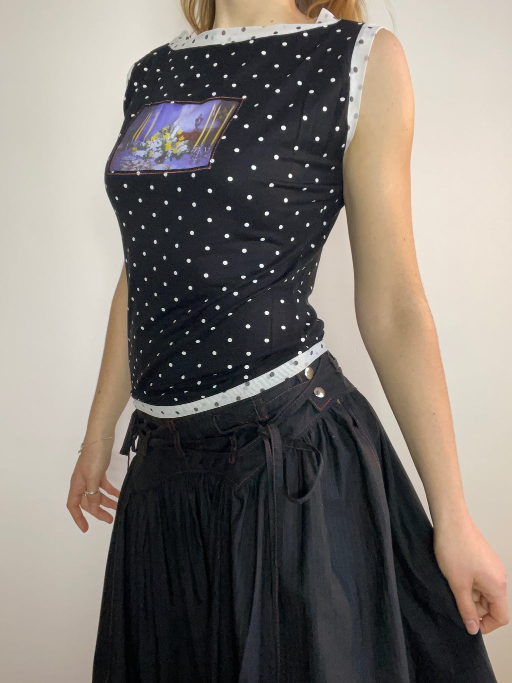 handmade polka dot monochrome photo print tank top