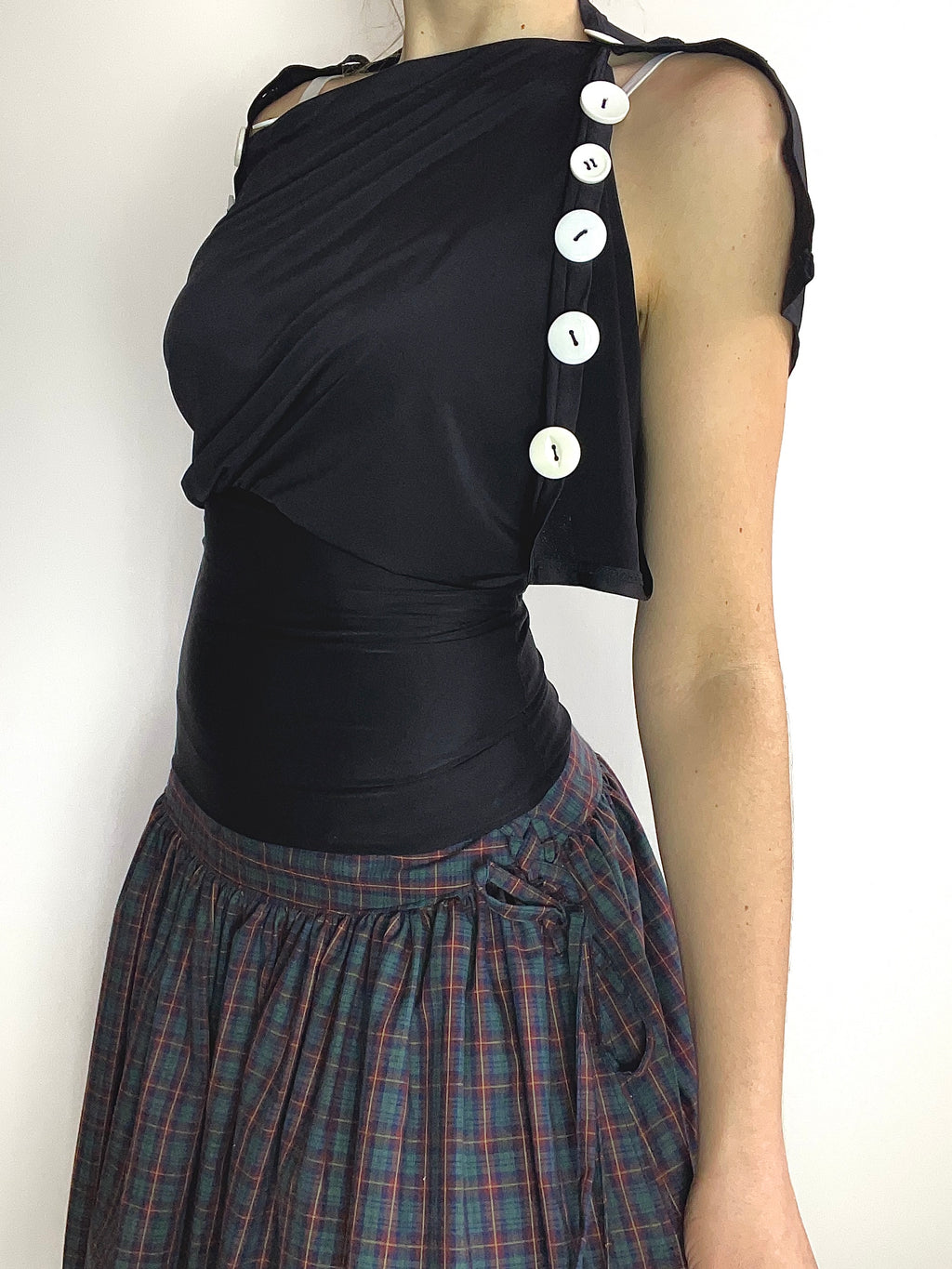handmade black slinky button tunic