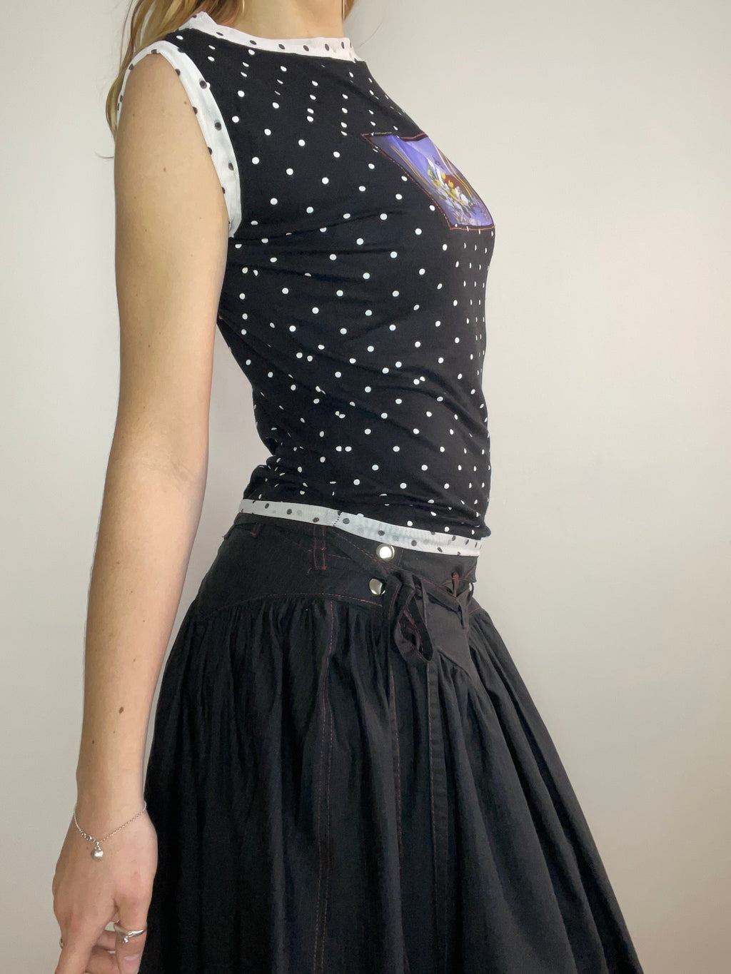handmade polka dot monochrome photo print tank top