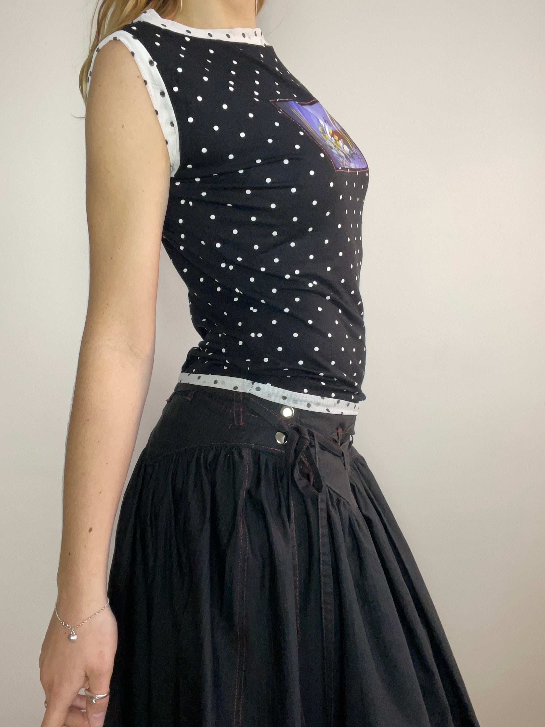 handmade polka dot monochrome photo print tank top