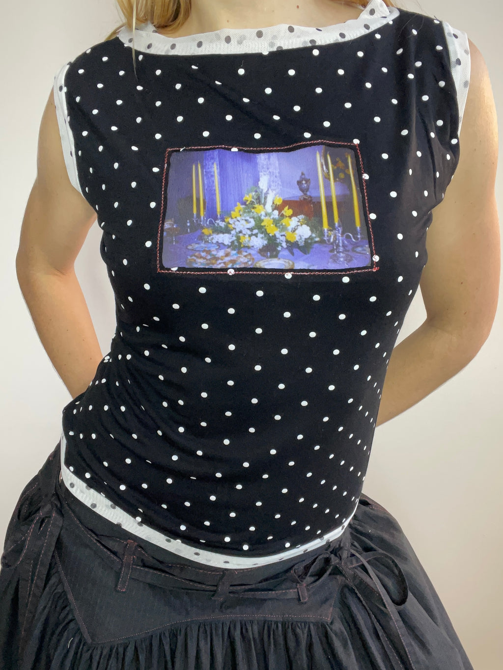 handmade polka dot monochrome photo print tank top