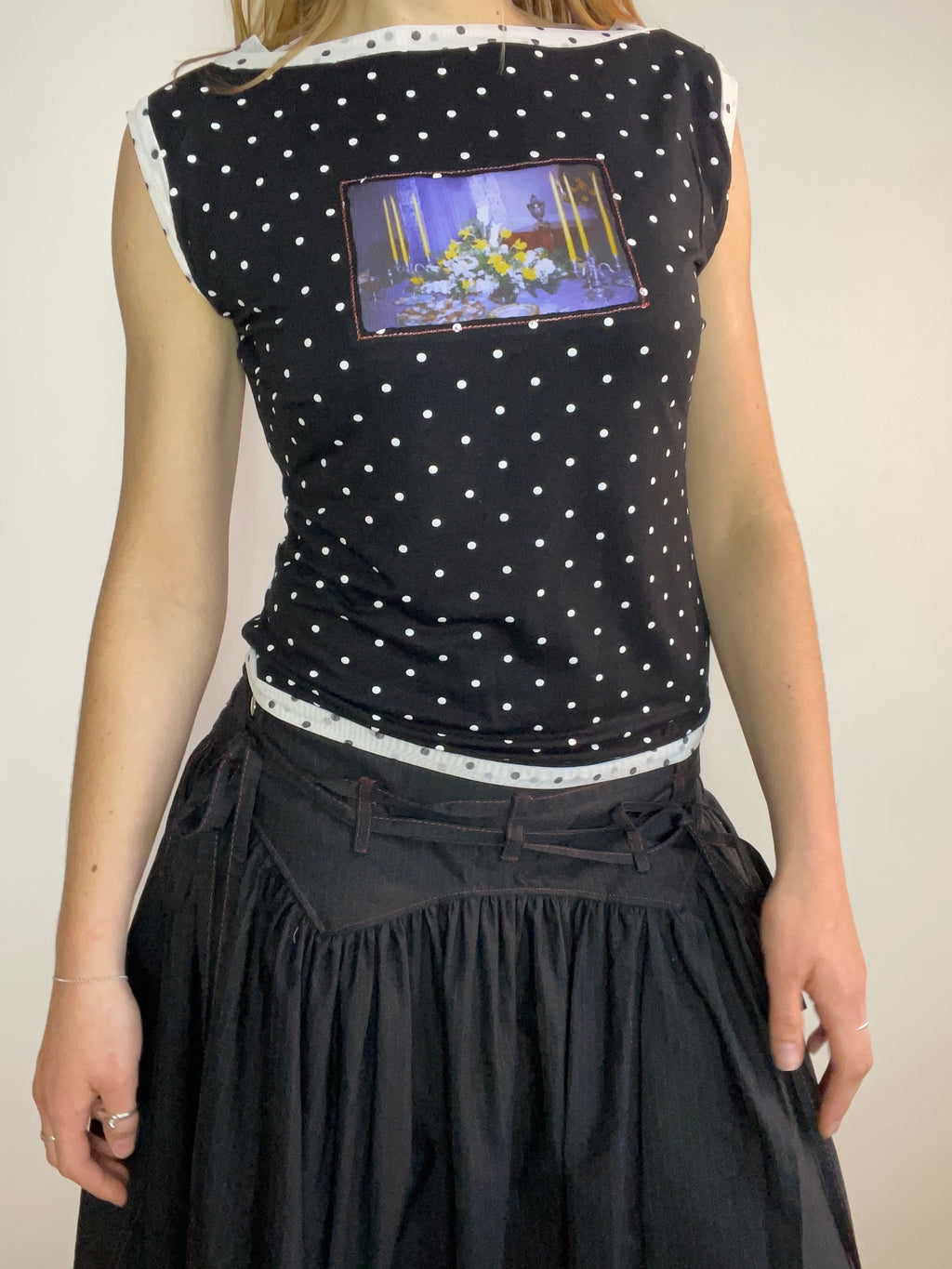 handmade polka dot monochrome photo print tank top