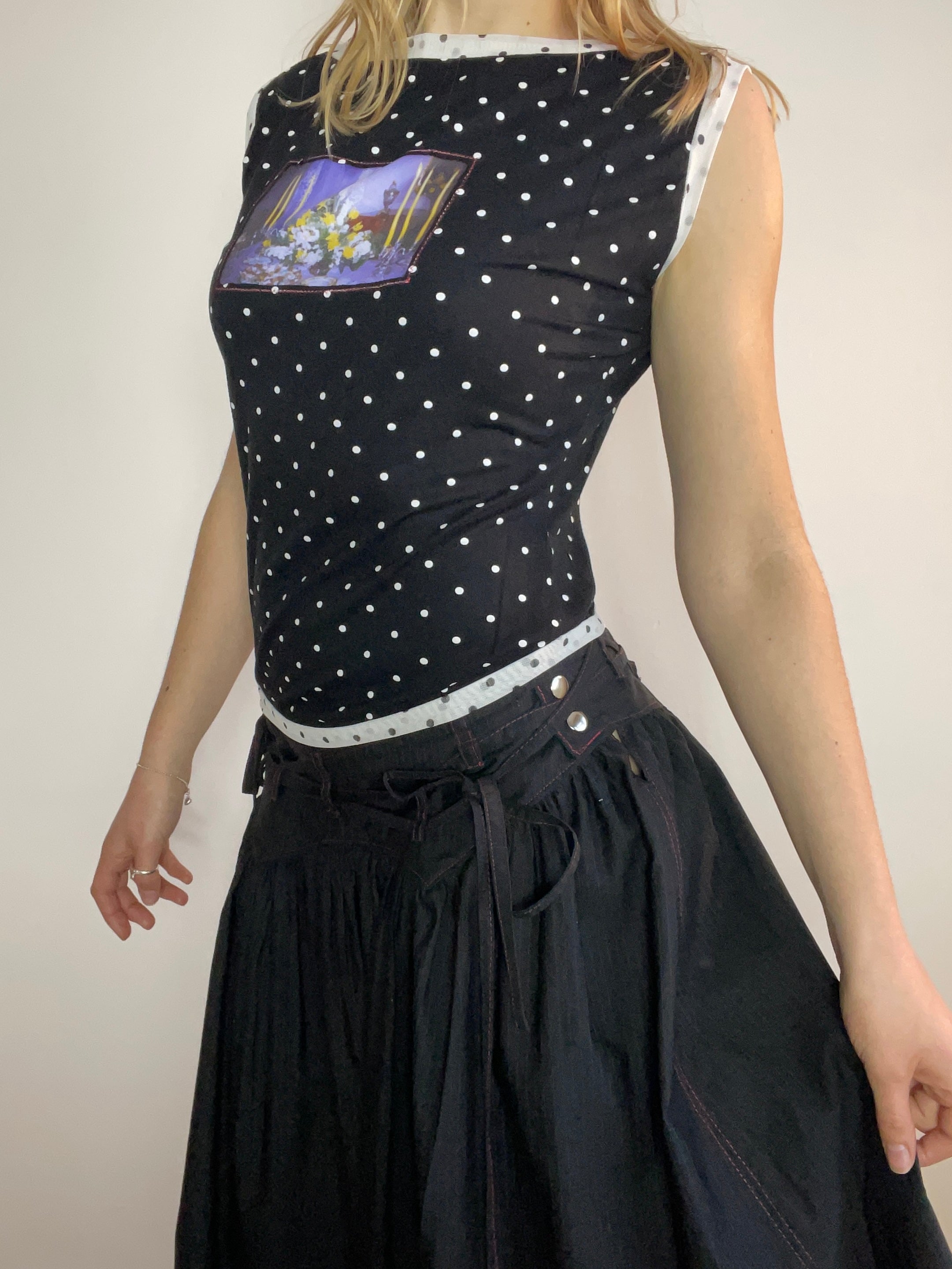 handmade polka dot monochrome photo print tank top