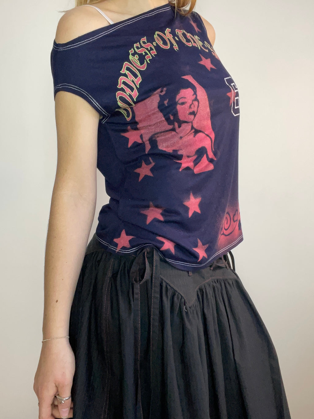 handmade bleach stencil punk asymmetrical tank