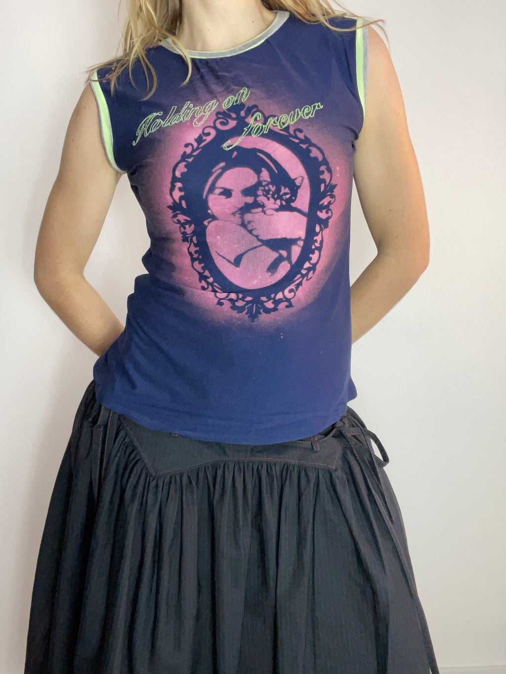 handmade bleach stencil gods girl tank